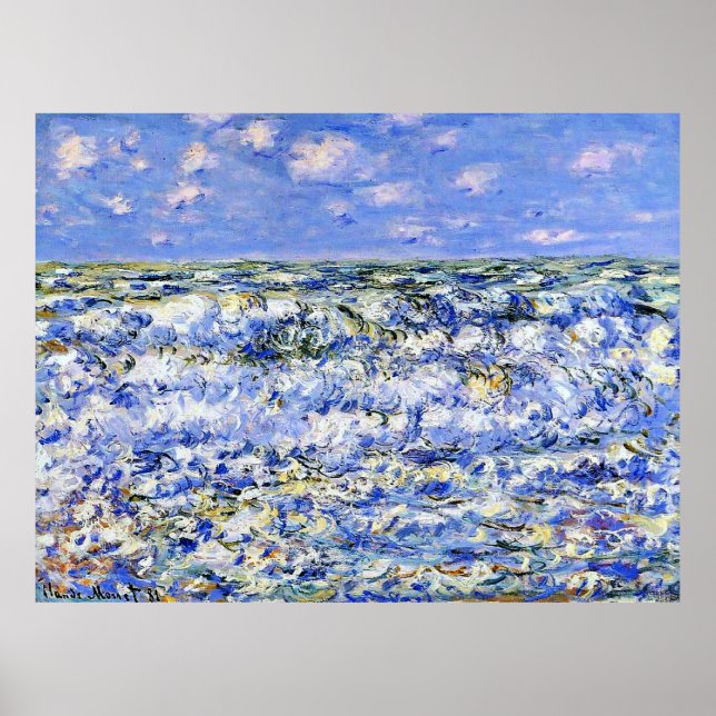 Affiche Monet - Waves Breaking, célèbre oeuvre d'art (Devant)