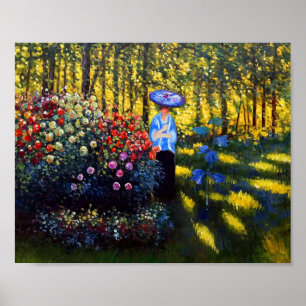 Affiche Monet Woman avec un parasol dans le jardin