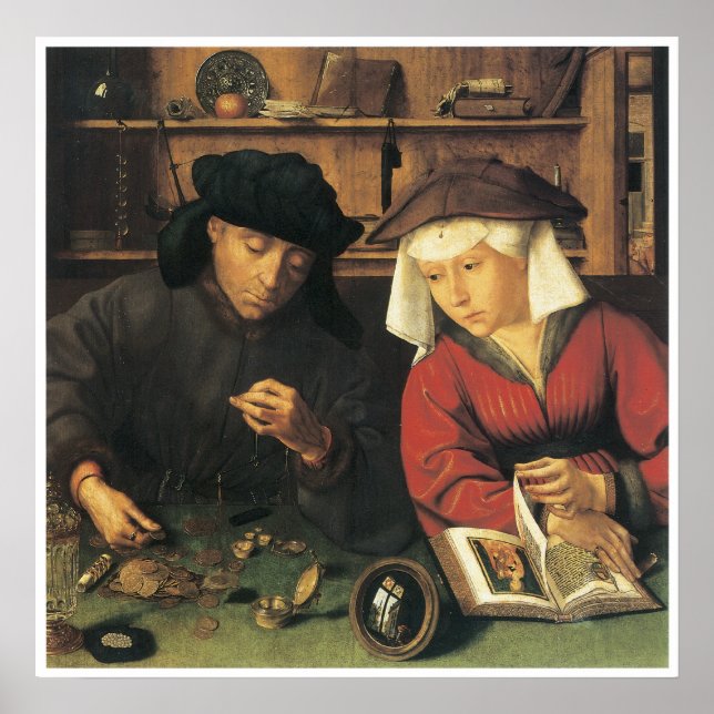 Affiche Money Changer et sa femme, 1514 Quentin Metsys (Devant)