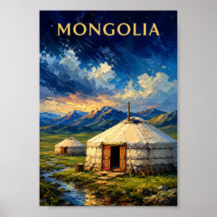 Affiche Mongolie : Art Ger Souvenir Nomade de la Steppe Sé