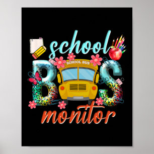 Affiche Moniteur d'autobus scolaire Conducteur d'autobus s