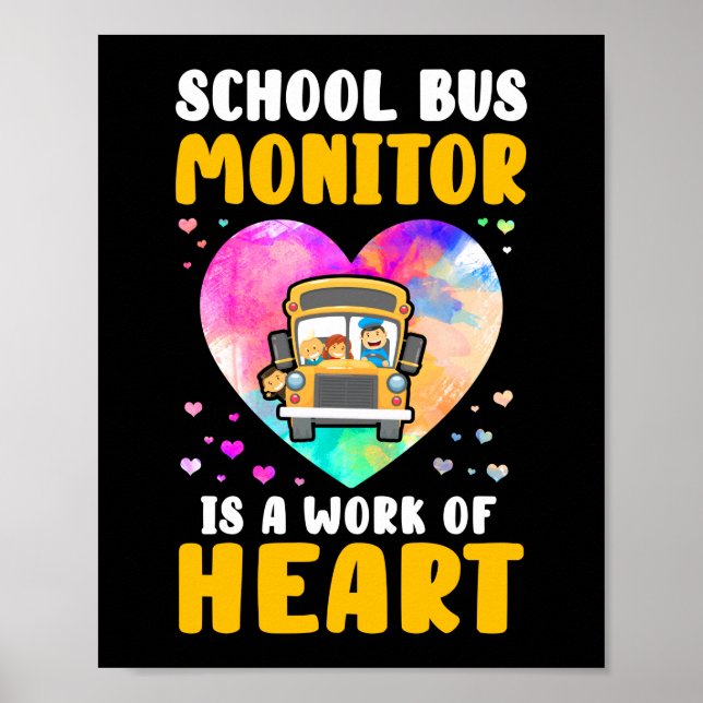 Affiche Moniteur de bus scolaire C'est un travail de coeur (Devant)