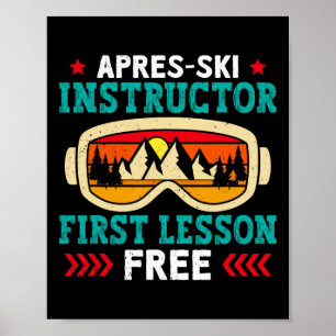 Affiche Moniteur de ski Après-ski Premier cours gratuit Sk