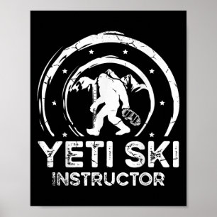 Affiche Moniteur de ski Yéti Sasquatch pour une femme skie