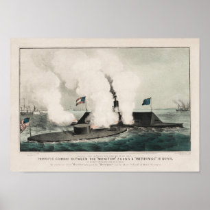 Affiche Monitor vs. Merrimac - Ironclad Civil War Battle