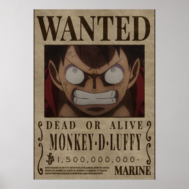 Affiche Monkey D Luffy Une Pièce Bounty Recherché (Devant)