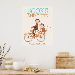 Affiche Monkey Double Trouble Twins Baby Books Cadeaux Sig