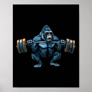 Affiche Monkey Gorilla Bodybuilding Muscles Fitness Gymnas