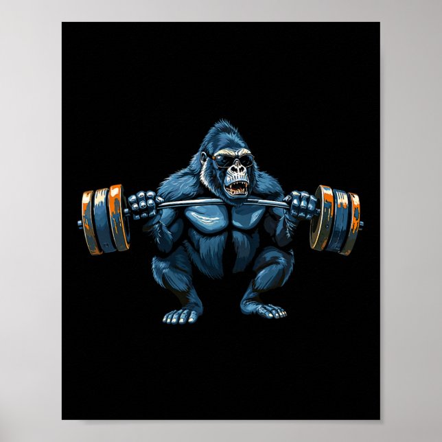 Affiche Monkey Gorilla Bodybuilding Muscles Fitness Gymnas (Devant)