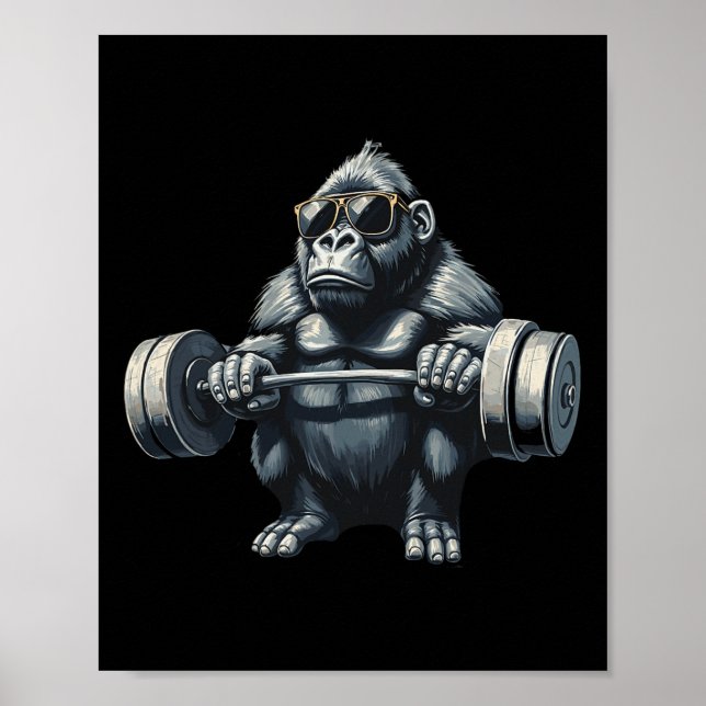 Affiche Monkey Gorilla Bodybuilding Muscles Fitness Salle  (Devant)