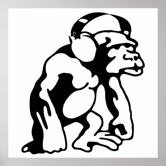 Affiche Monkey listens to music (Devant)