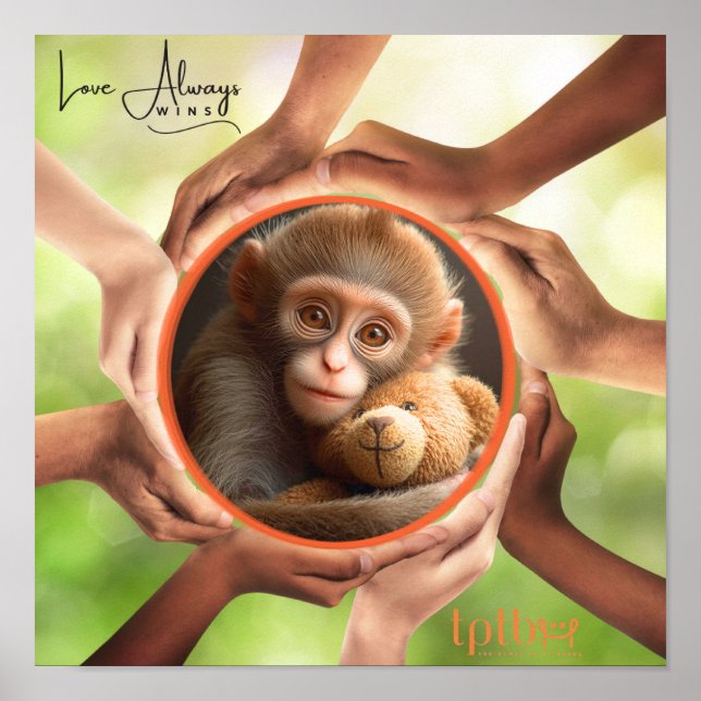 AFFICHE MONKEY LOVE ALWAYS WINS WALL ART (Devant)