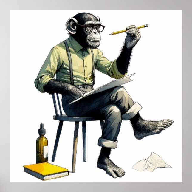 Affiche Monkey Paiter portant des lunettes de soleil Poste (Devant)
