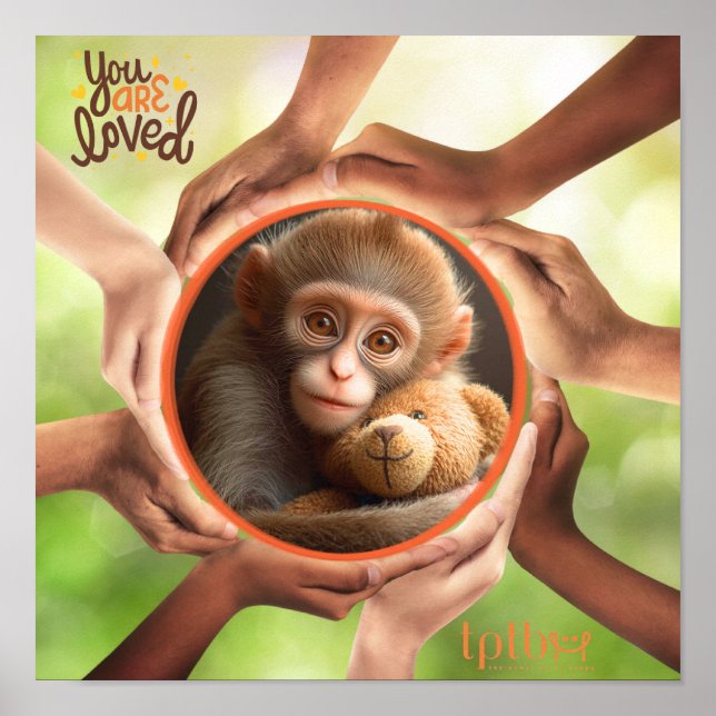 AFFICHE MONKEY WALL ART: YOU ARE LOVED  (Devant)