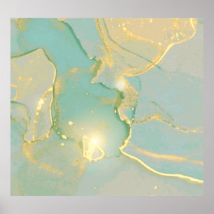 Affiche Monnaie Vert Marbre Or : Texté