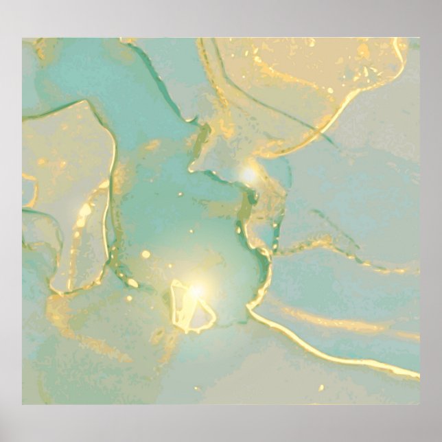 Affiche Monnaie Vert Marbre Or : Texté (Devant)