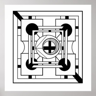 Affiche Monochrome géométrique minimaliste Abstrait géomét