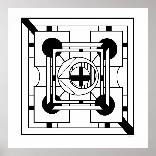 Affiche Monochrome géométrique minimaliste Abstrait géomét (Devant)