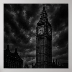 Affiche Monochrome London Skyline avec Big Ben et City