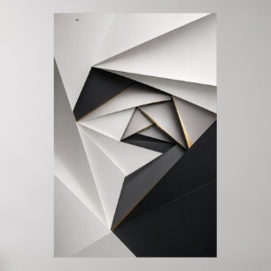 Affiche monochrome origami en spirale