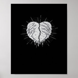 Affiche Monochrome Squelette Main Avec Coeur Classique