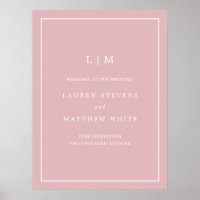 Monogram Dusty Rose rose Élégant Mariage de bienve