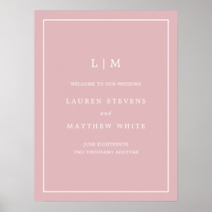 Affiche Monogram Dusty Rose rose Élégant Mariage de bienve