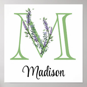 Affiche Monogram M Lavande Eucalyptus pour la nurserie