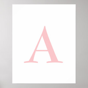Affiche Monogramme A Lettre Initiale Pots Blanches Et Rose
