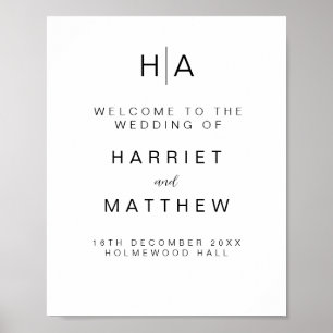 Affiche monogramme bienvenue à notre Mariage mariage bienv