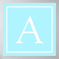 Monogramme bleu ciel simple