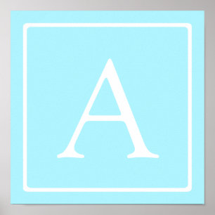 Affiche Monogramme bleu ciel simple