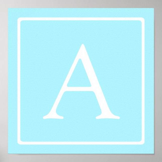 Affiche Monogramme bleu ciel simple (Devant)