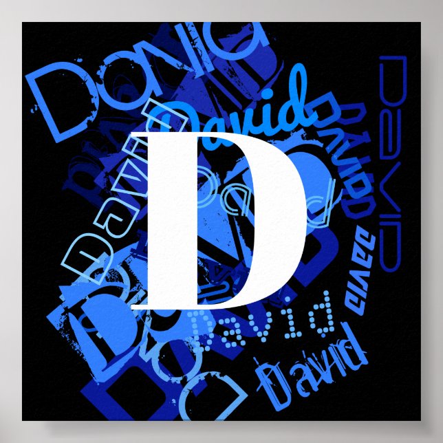 Affiche Monogramme bleu créatif (Devant)