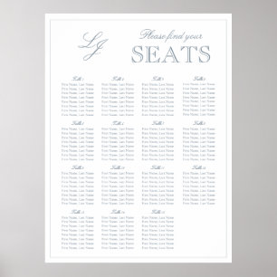 Affiche Monogramme bleu foncé moderne Mariage de script Si