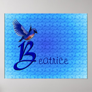 Affiche Monogramme Bluebird Initiale B Personnalisé