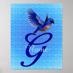 Affiche Monogramme Bluebird Initiale G Personnalisé