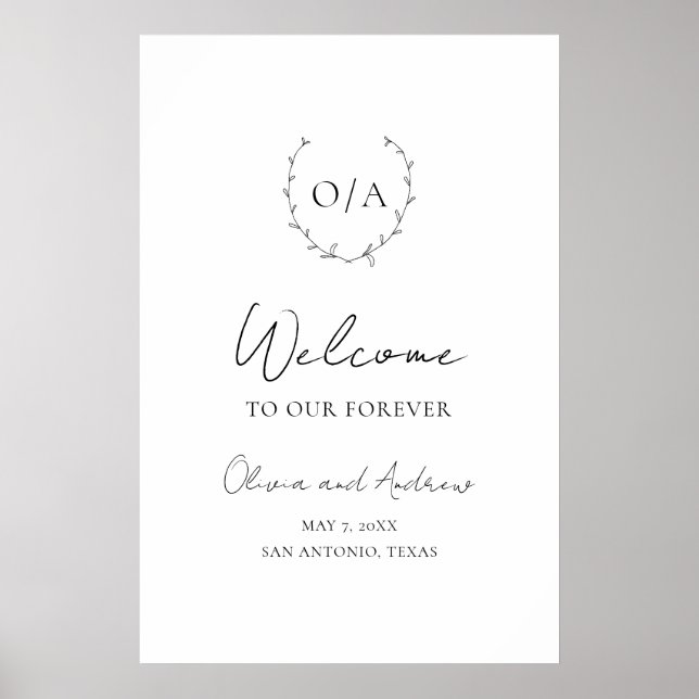 Affiche Monogramme classique Cimier de couronne de couronn (Devant)