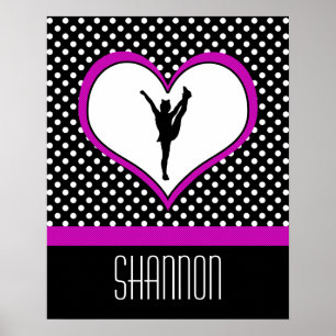 Affiche Monogramme classique rose poire Polka-Dot avec coe