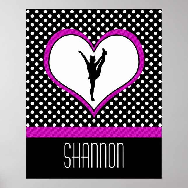 Affiche Monogramme classique rose poire Polka-Dot avec coe (Devant)