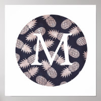 monogramme d'ananas rose d'or à fausse feuille mig