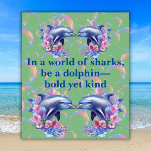 Affiche Monogramme dans un monde de requins, soyez vert da