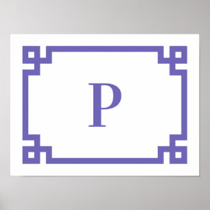 Affiche Monogramme de bordure de clé grecque décorative pé