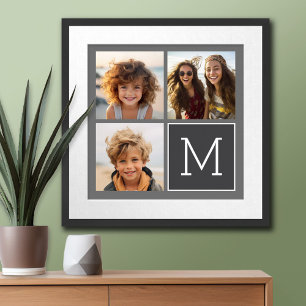 Affiche Monogramme de collection de photos Turquoise et gr