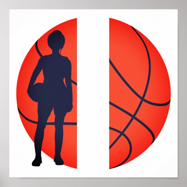 Affiche Monogramme de division de basket-ball pour filles  (Devant)