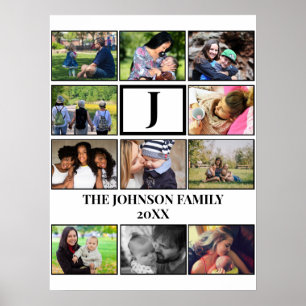 Affiche Monogramme de famille personnalisé 11 Collage phot