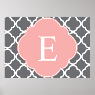 Affiche Monogramme de feuille de papier gris gris