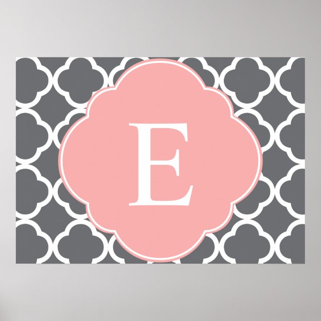 Affiche Monogramme de feuille de papier gris gris (Devant)