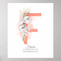 Monogramme de la lettre F Orchidées blanches et he