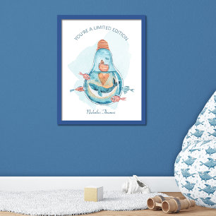 Affiche Monogramme de l'ampoule à baleine mignonne